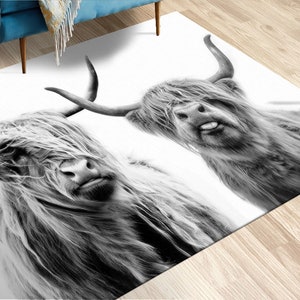 Highland Cow Rug, Farmhouse Rugs, Scottish Rugs, Animal Rugs, Bedroom Rug, Gift For The Home, Front Door Rug, Hallway Rug, Step Rug,