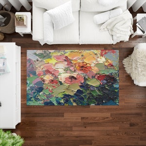Abstract Flower Rug, Modern Rugs, Colorful Rugs, Modern Rug, Easy To Clean Rug, Area Rug, Gift Rug, Cool Rug, Living Room Rug, Abstract Rug,