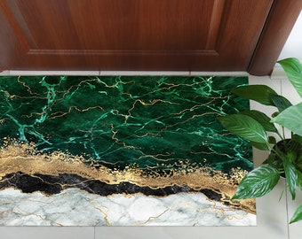 Grüner Marmor Teppich, Abstrakter Teppich, Marmorteppich, Alkohol Tinte Teppich, Korridor Teppich, Büro Dekor Teppich, Saloon Teppich, personalisiertes Geschenk,