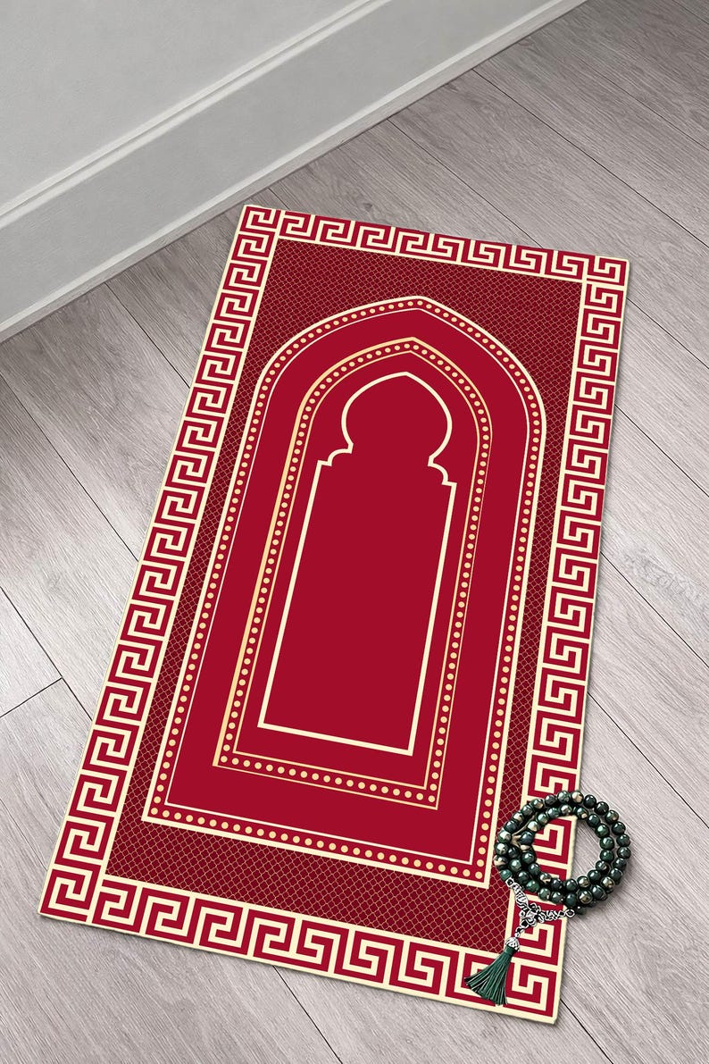Rob Rests On The Red Rug Red Gold Islamic Artwork Rug, Vintage Rug Illustration Rugs, Red Gold ...