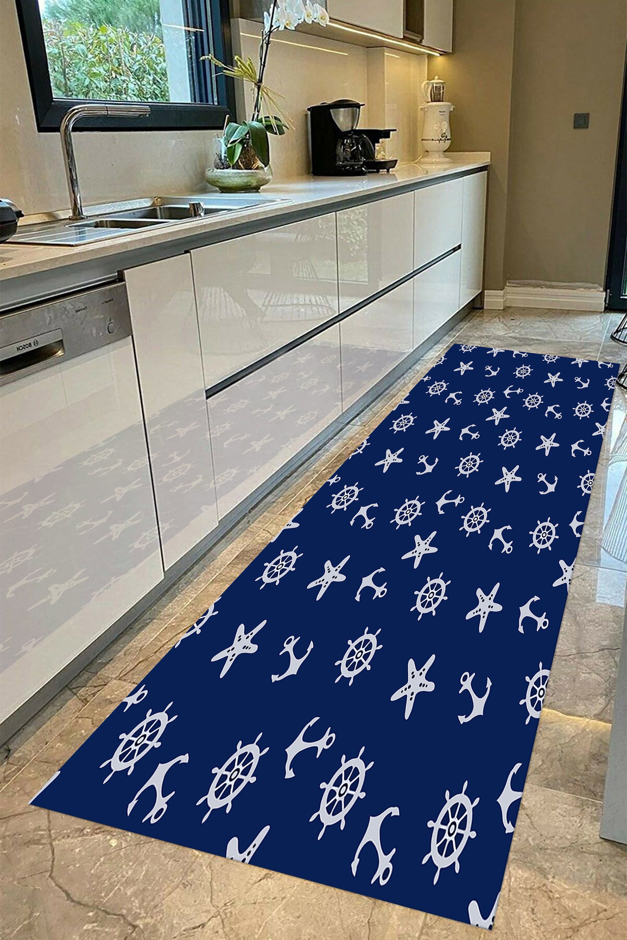 Blue Compass Rug Nautical Compass Sail Anchor Rug, Boy Room Rugs, Navy Blue Rugs ...