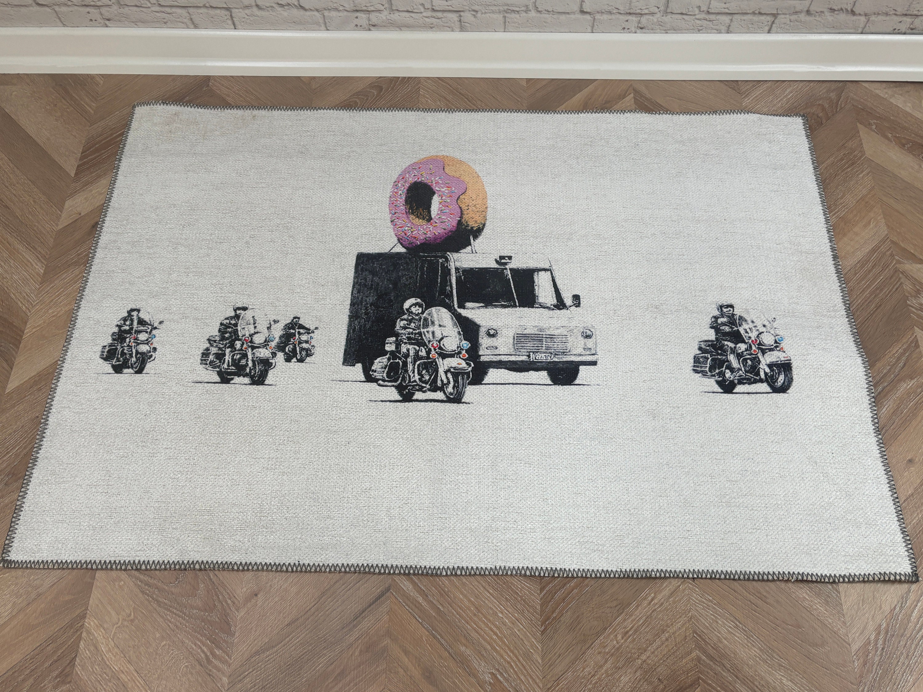 Banksy Donut Rug, Donut Protect Rug, Banksy Police Rug, Painting Rugs ...