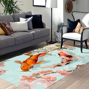Japanese Koi Fish Rug, Zen Rug, Koi Rugs, Animal Rugs, Door Mat, Entry Rug, 3D Printed Rug, Bridesmaid Gift, Personalized Gifts, Trendy Rug, image 5