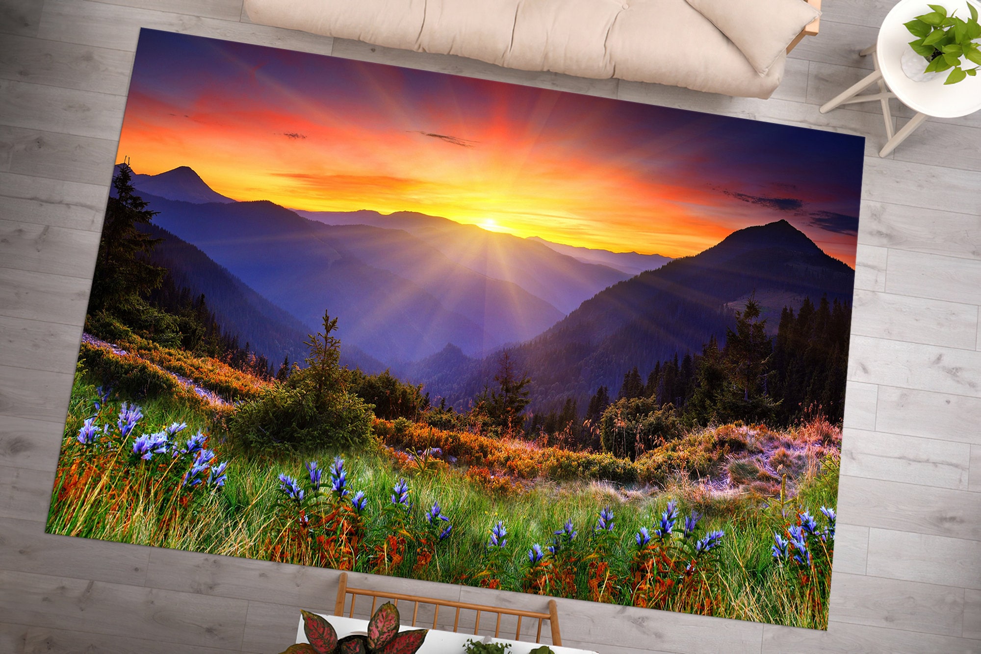 Mountain Landscape Rugs, Nature View Rugs, Sunrise Landscape Rug ...