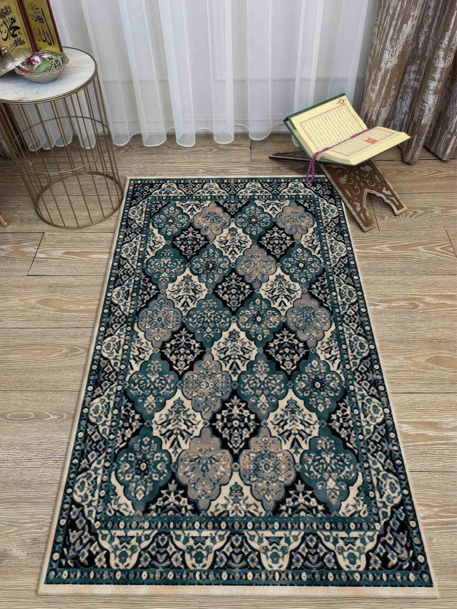Blue Prayer Rug, Beige Prayer Rug, Worship Rug, Islamic Rug, Spiritual ...