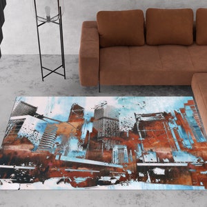 Skyscraper Rug, Skyline Rugs, Abstract Landscape Rug, Landscape Rugs, Area Rug, Luxury Rug, Brown Rug, Personalized Rug, Office Rug,