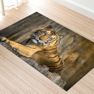 Tiger Rug, Big Cat Rugs, Man Cave Rug, Animal Rug, Salon Rug, Step Rug, Area Rug, Anti-Slip Carpet, Personalized Gift, Stair Rug, Small Rug,