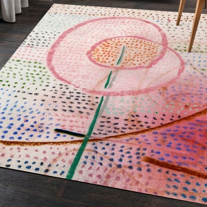 Paul Klee Teppich, Blühender Teppich, Rosa Teppich, Minimalistischer Teppich, Abstrakte Blumenteppiche, Reproduktion, Weicher Teppich, Saloonteppich, Chenilleteppich