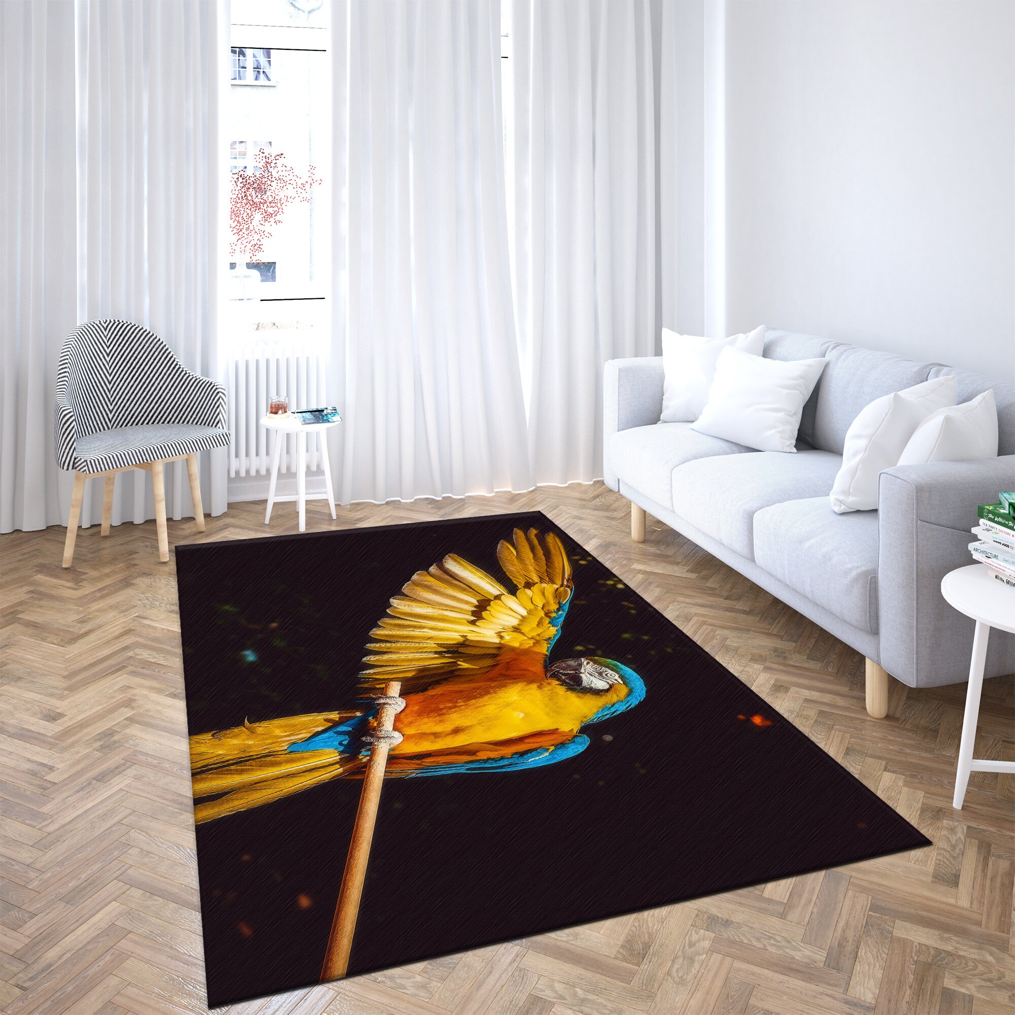 Parros Rugs Parrot Rugs, Black and Yellow Rugs, Bird Rugs, Animal Rugs, Hallway Rug ...