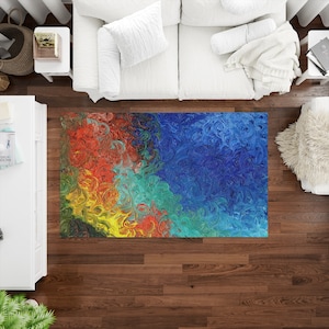 Colorful Painting Rugs, Acyrlic Rugs, Colorful Rug, Blue Rugs, Modern Rugs, Decorative Rug, Popular Rug, Machine Washable Rug, Pattern Rug,