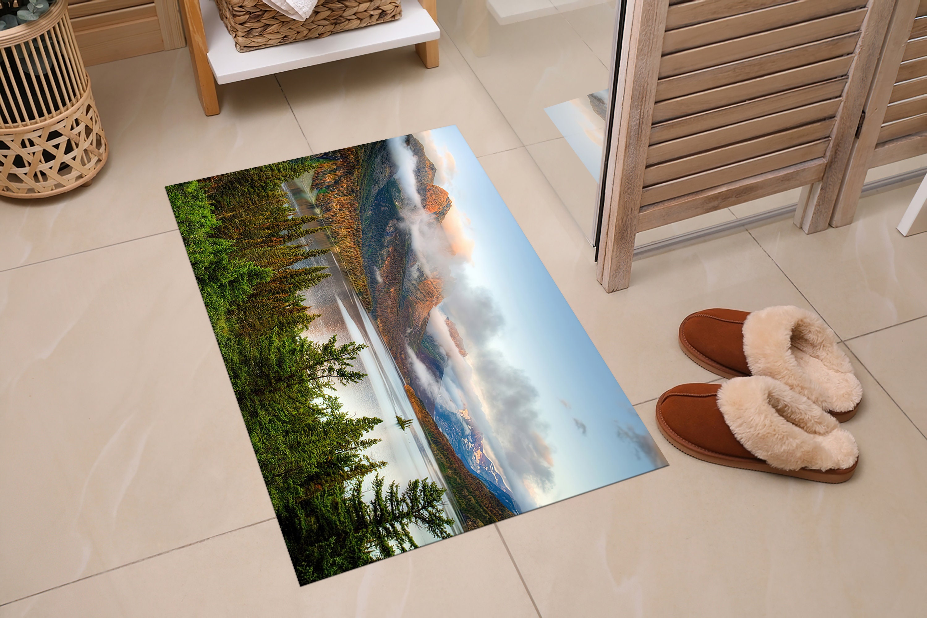 Saint Mary Lake Rug Landscape Rugs Forest Landscape Rug - Etsy