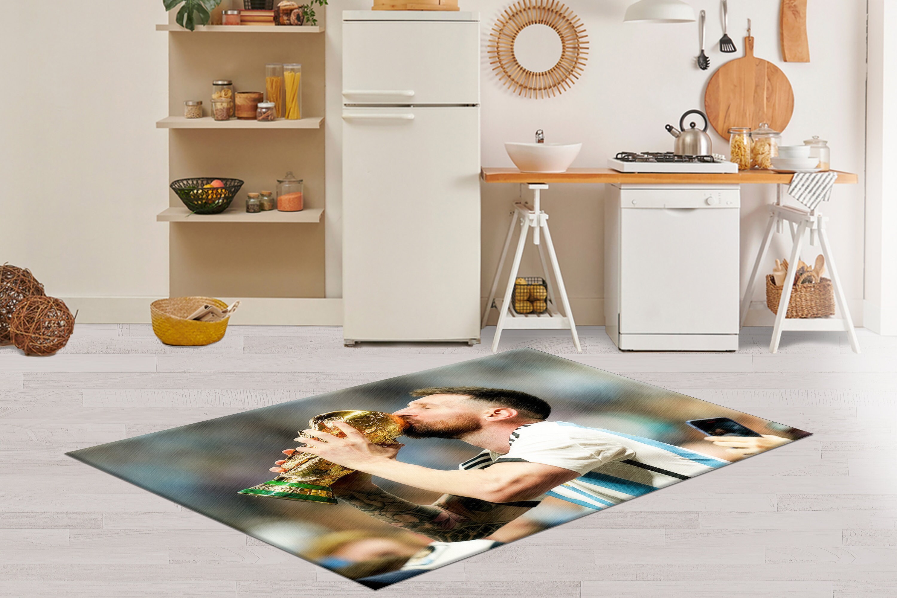 Messi Kissing World Cup Rug, Messi Rug, Lionel Messi Rug, Man Cave Rugs ...