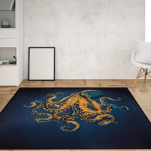 Octopus Rugs, Contemporary Rugs, Trendy Rug, Animal Rugs, Gift For Her, Bath Rug, Gift For The Home, Saloon Rug, Customs Rug, Pattern Rug,