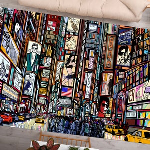 Street in New York tapijt, liggend tapijt, tapijt New York, tapijten, op maat gemaakt tapijt, karpet, vloerkleed, traptrede, patroontapijt, modern tapijt, kleine tapijten,