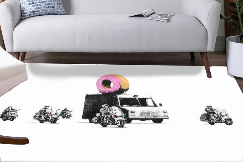 Banksy Donut Rug, Donut Protect Rug, Banksy Police Rug, Painting Rugs ...