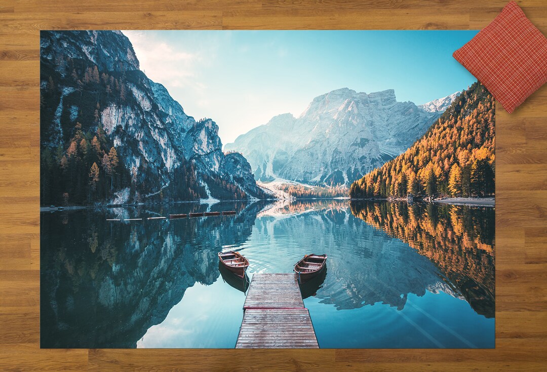 Boats Landscape Rug, Dolomites Mountains Rug, Sudtirol Rugs, Living ...