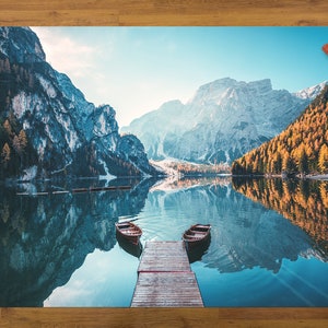 Boats Landscape Rug, Dolomites Mountains Rug, Sudtirol Rugs, Living Room Rug, Mountain View Rugs, View Rugs, Anti-Slip Carpet, Bedroom Rug,