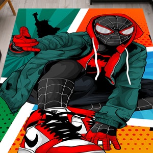 Spiderman Rugs, Boy Room Rug, Gift For Him Rug, Kids Room Rug, Chenille Rug, Runner Rug, Popular Rug, Classic Rug, Car Mat, Decorative Rug,