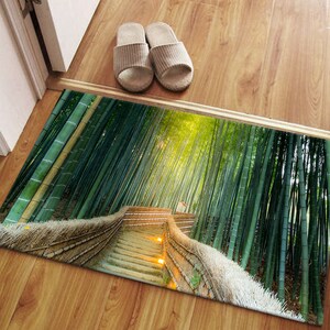 Alfombra Bosque de Bambú, Alfombra Paisaje, Alfombra Kioto, Alfombra de Área, Regalo para Él, Alfombra Antideslizante, Alfombra para Dormitorio, Alfombra Lavable a Máquina, Alfombra Fácil de Limpiar, imagen 9