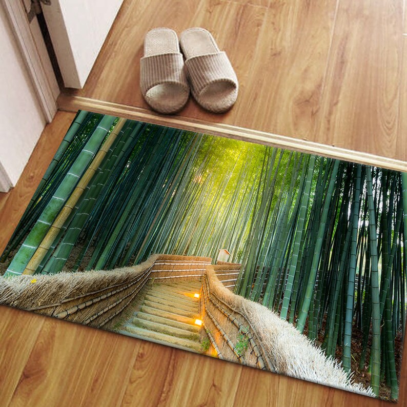 Alfombra Bosque de Bambú, Alfombra Paisaje, Alfombra Kioto, Alfombra de Área, Regalo para Él, Alfombra Antideslizante, Alfombra para Dormitorio, Alfombra Lavable a Máquina, Alfombra Fácil de Limpiar, imagen 9