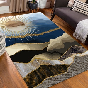 Zonnekleed, bergtapijt, liggend vloerkleed, modern vloerkleed, kleedje, tredekleed, patroontapijt, zacht vloerkleed, cadeau voor thuis, gemakkelijk schoon te maken vloerkleed, cool vloerkleed,