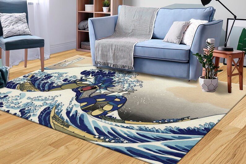 The Great Wave Rug, Wave Off Kanagawa Rugs, Japanese Rug, Reproduction Rug, Runner Rug, Entryway Rug, Easy To Clean Rug, Decorative Rug, image 4