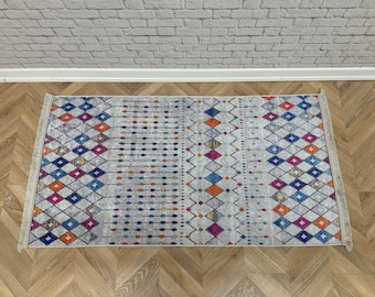 Geometric Pattern Rug, Modern Rug, Ethnic Rug, Machine Washable Rug, Easy To Clean Rug, Printed Rug, Colorful Pattern Rug, Bohemian Rug,