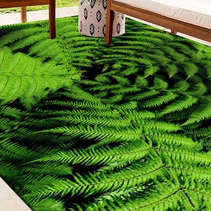 Alfombras de helecho, alfombra de helecho escudo, alfombra de pteridofitas, alfombra de flores, alfombra de regalo, alfombra gruesa, alfombra lavable a máquina, alfombra de exterior, alfombra antideslizante, alfombra verde