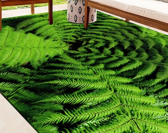 Fern Rugs, Shield Fern Rug, Pteridophyte Rug, Flower Rug, Gift Rug, Thick Rug, Machine Washable Rug, Outdoor Rug, Non-Slip Carpet, Green Rug