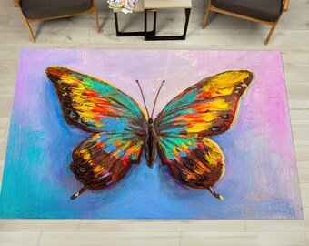Bunte Schmetterlinge Gemälde Teppiche, Bunte Teppiche, Schmetterling Liebhaber Geschenk Teppich, Tier Teppiche, Bad Teppich, Büro Teppich, Türteppich,