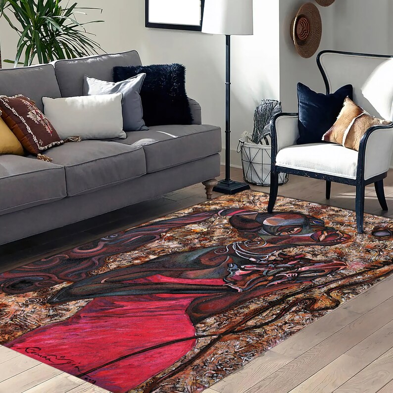 African Woman Rug, Jazz Rug, African Singer Rug, Ethnic Rugs, Girl Room ...