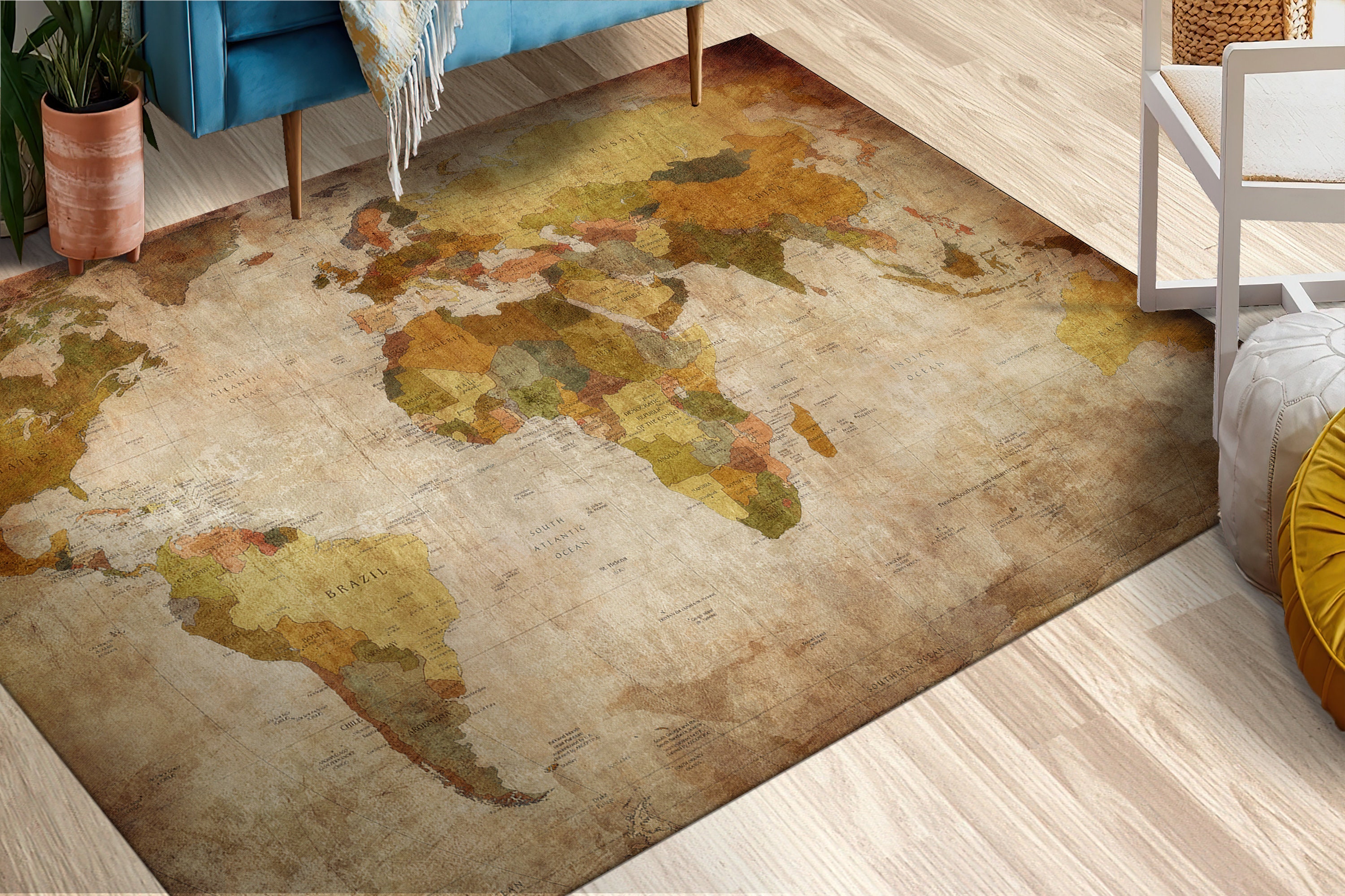World Map Rug Large World Map Rug World Atlas Rug Map Rug Etsy