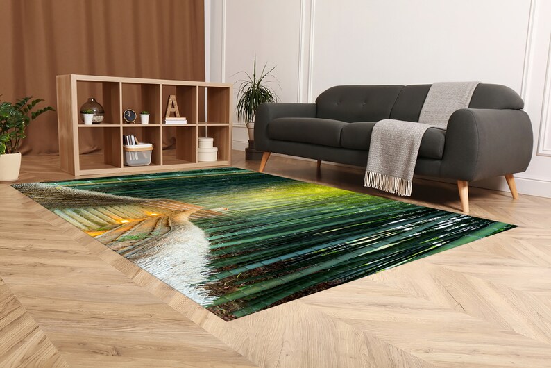 Alfombra Bosque de Bambú, Alfombra Paisaje, Alfombra Kioto, Alfombra de Área, Regalo para Él, Alfombra Antideslizante, Alfombra para Dormitorio, Alfombra Lavable a Máquina, Alfombra Fácil de Limpiar, imagen 3