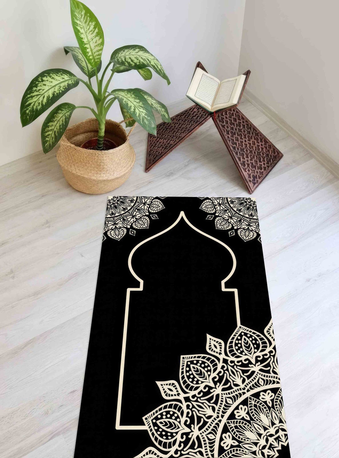 Black Customized Prayer Rug