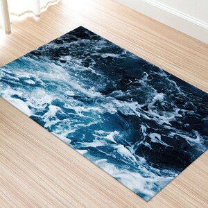 Ocean Waves Chenille Rug, Coastal Home Decor image 9