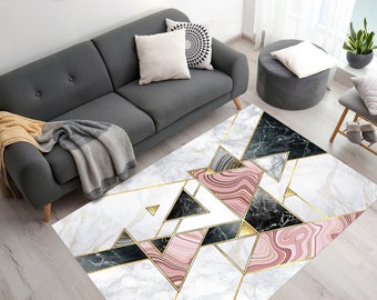 Pink And Gray Marble Rugs, Gray Marble Rugs, Gold Marble Rugs, Alcohol Ink Rug, Pattern Rug, Corridor Rug, Kitchen Rug, Large Rug, Pink Rug