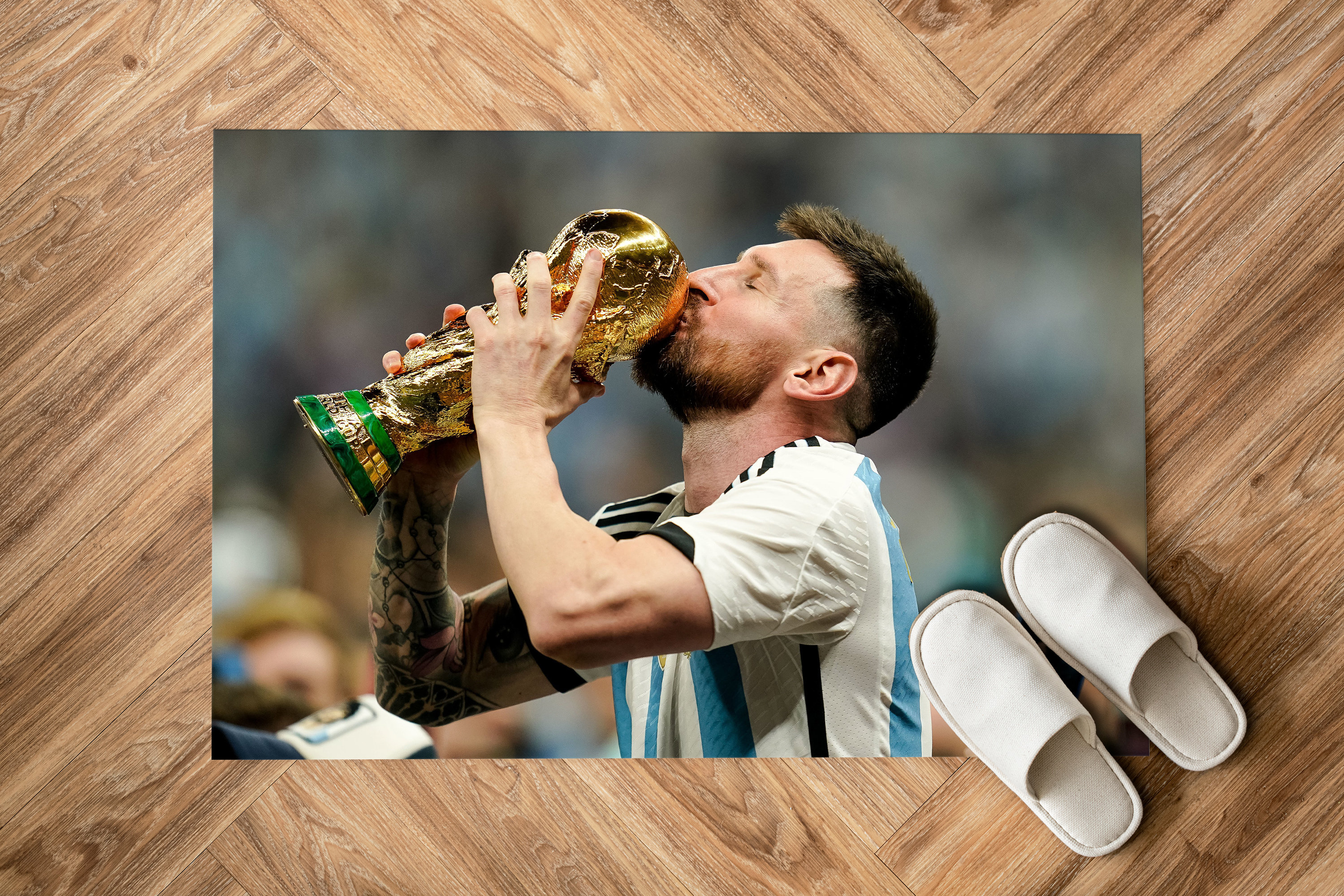 Messi Kissing World Cup Rug, Messi Rug, Lionel Messi Rug, Man Cave Rugs ...