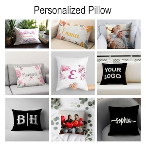 Op maat gemaakt fotokussen – gepersonaliseerde naam, logo, familiefoto of tekst – gepersonaliseerd cadeaukussen, gepersonaliseerd kussencadeau voor dierbaren