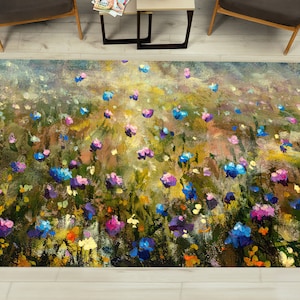 Wildflower Field During Rug, Flower Rug, Contemporary Rug, Modern Rug, Bathroom Rug, Soft Rug, Dining Room Rug, Easy To Clean Rug, Thin Rug,