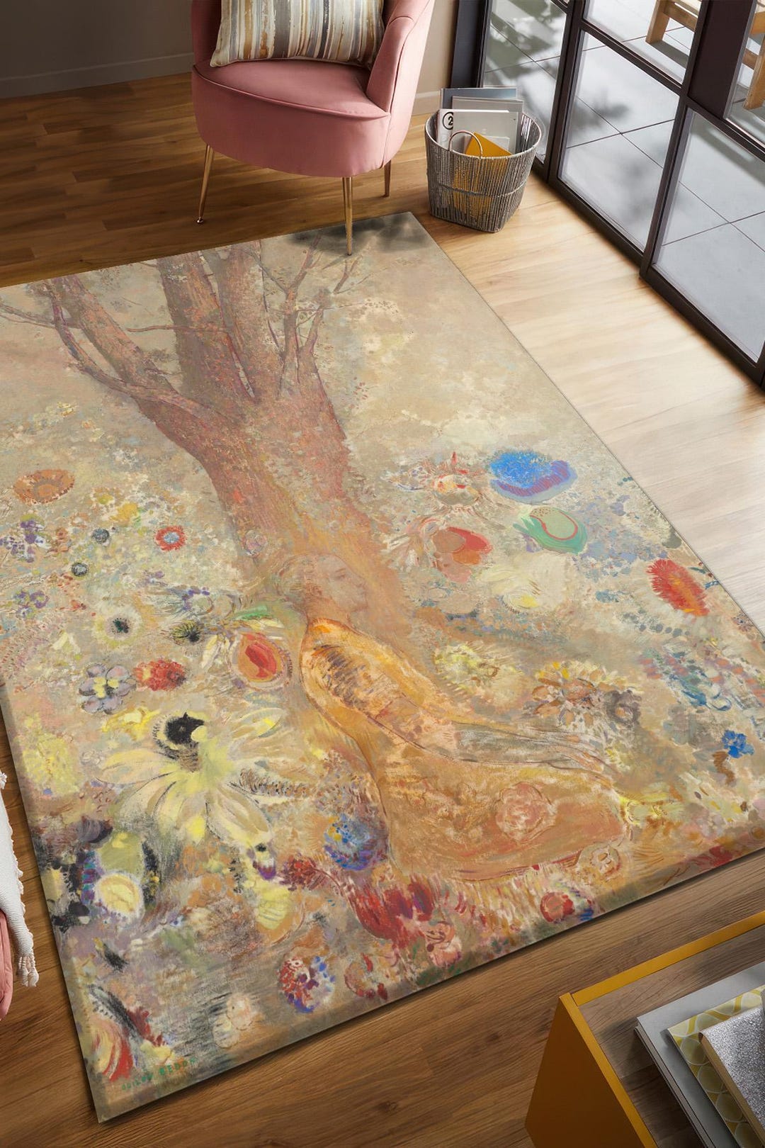 Abstract Tree Rug Abstract Tree Art Rug, Artistic Nature Area Carpet With Subtle Floral ...