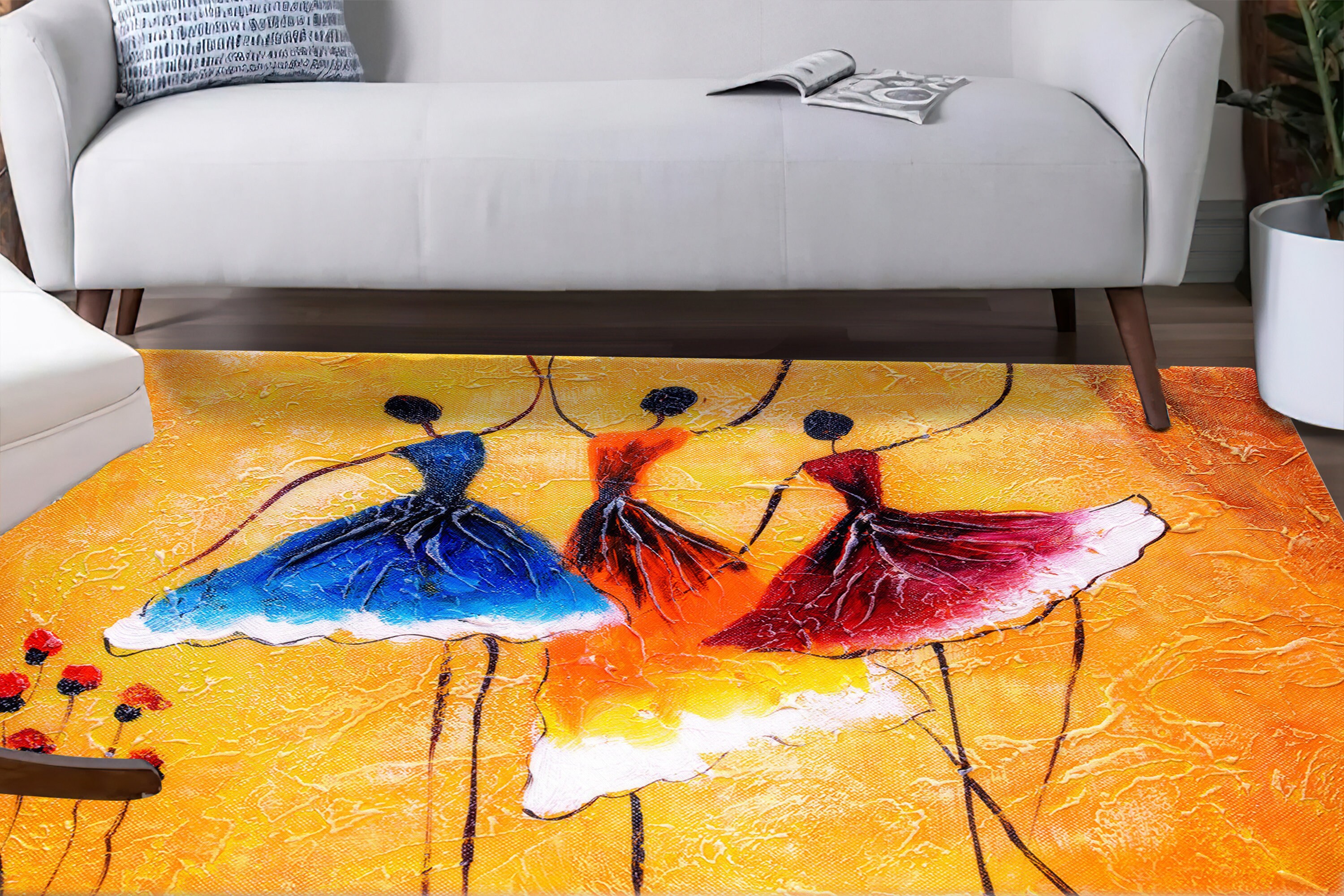 Lady Rugs Ballerina Rugs, Black Woman Rug, Yellow Rug, Modern Rug, Classic Rug ...