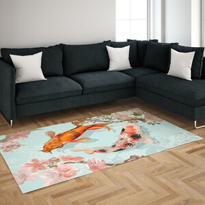 Japanese Koi Fish Rug, Zen Rug, Koi Rugs, Animal Rugs, Door Mat, Entry Rug, 3D Printed Rug, Bridesmaid Gift, Personalized Gifts, Trendy Rug, image 7