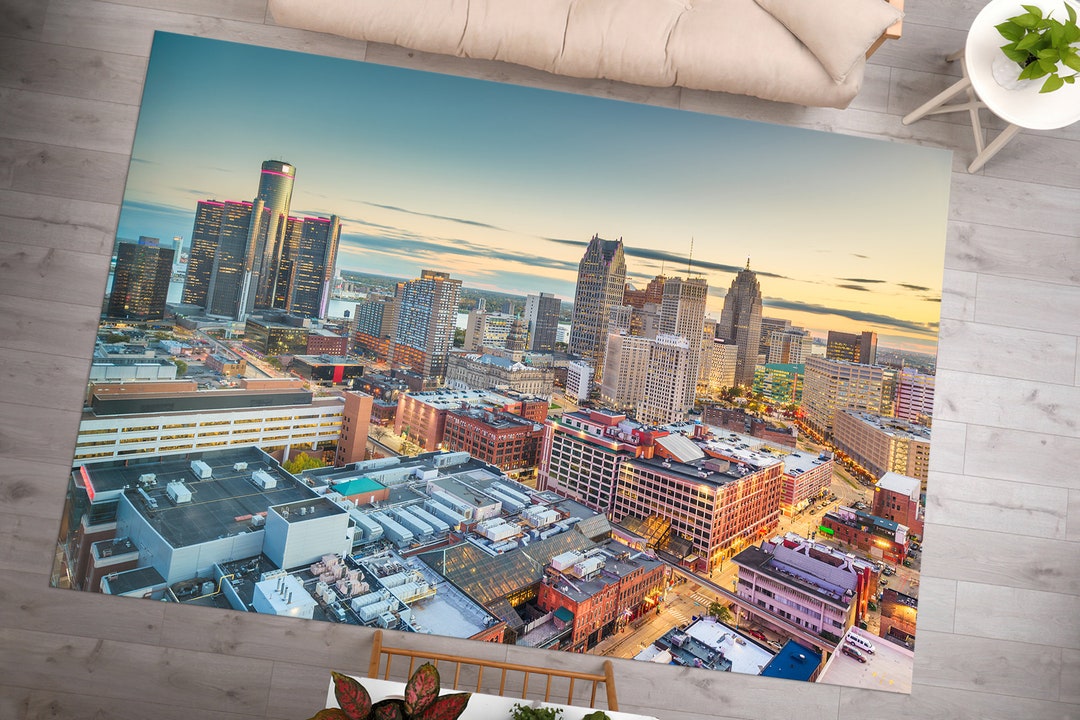 Michigan Rug Detroit Michigan Landscape Rug, City Landscape Rug, Office Rug, View ...