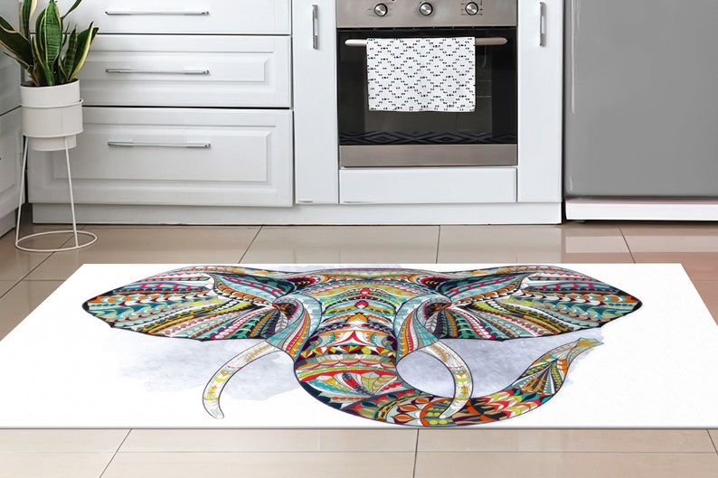 Ethnic Patterned Rug, Elephant Rugs, Ethnic Rugs, Abstract Elephant Rug