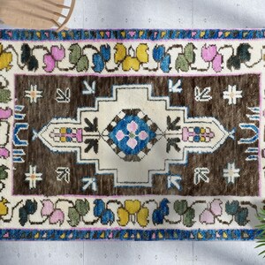 Blue Rugs, Medallion Pattern Rugs, Ethnic Pattern Rugs, Oushak Rug, Turkish Rug, Office Decor Rug, Housewarming Gift, Car Mat, Small Rug,