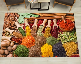 Kitchen Spices Rug, Spice Rugs, Kitchen Rugs, Modern Rugs, Wall Hanging Rug, Dining Room Rug, Entryway Rug, Bedroom Rug, Custom Rug,