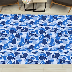 Blue and Navy Rug, Blue Tones Rugs, Modern Rugs, Easy To Clean Rug, Wall Hanging Rug, Bathroom Rug, Step Rug, Pet Friendly Rug,