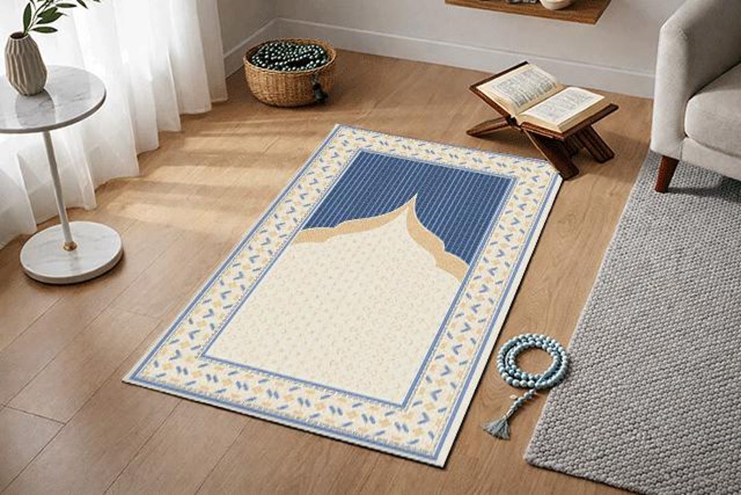 Prayer Rugs, Ramadan Gift Rug, Light Blue Prayer Rug, Minimal Islamic ...