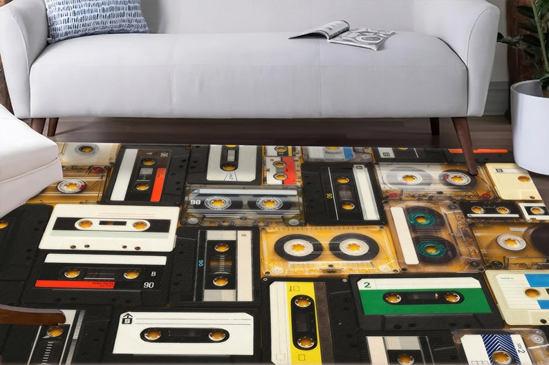 Retro Audio Cassette Rug, Audio Cassette Rugs, Vintage Cassette Rugs, Music Room Rug, Indoor Rug, Soft Rug, Cool Rug, Personalized Gifts, image 4