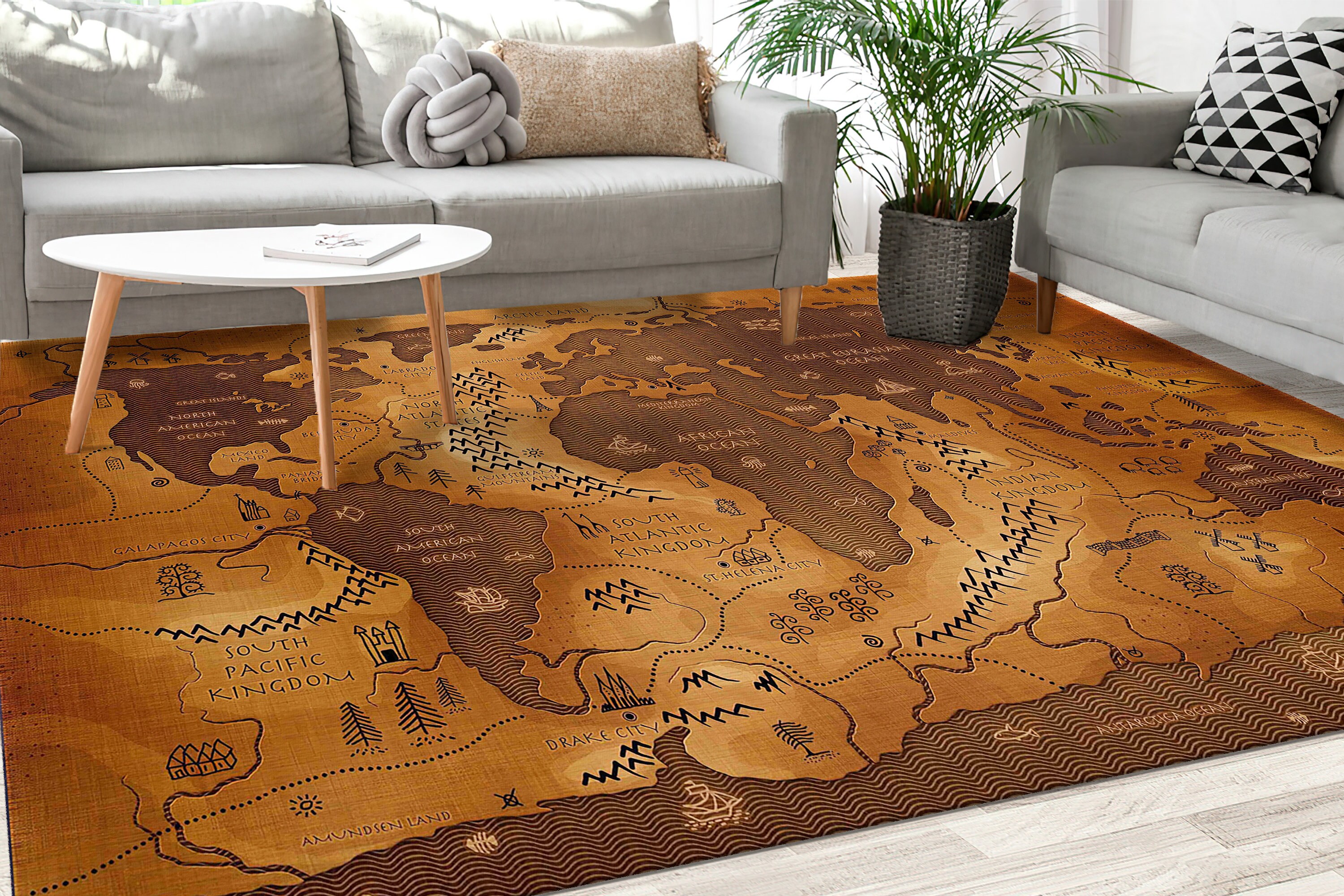 Wall Rug Maps Old World Map Rug, Brown Rugs, Old Map Rugs, Map Rug, Salon Decor Rug ...
